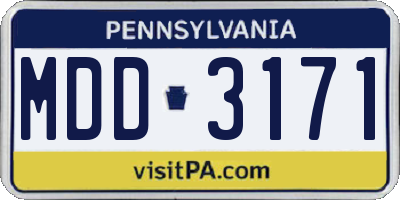 PA license plate MDD3171
