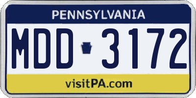PA license plate MDD3172