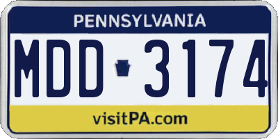 PA license plate MDD3174