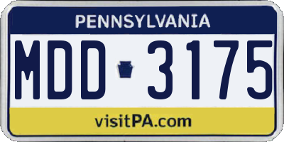 PA license plate MDD3175