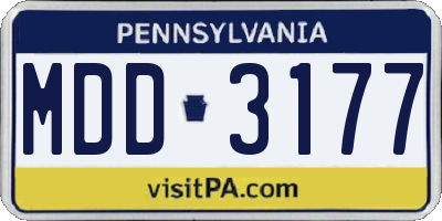PA license plate MDD3177