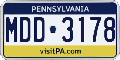 PA license plate MDD3178