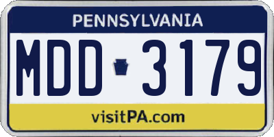 PA license plate MDD3179