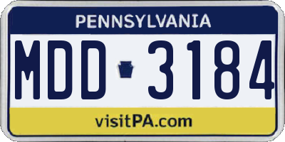 PA license plate MDD3184