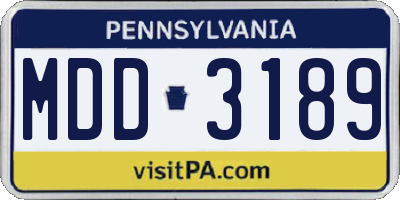 PA license plate MDD3189