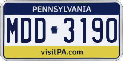 PA license plate MDD3190