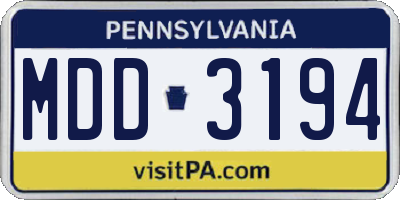 PA license plate MDD3194