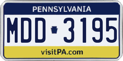PA license plate MDD3195