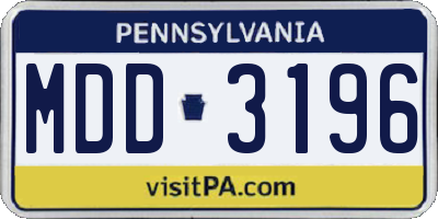 PA license plate MDD3196