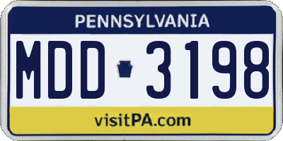 PA license plate MDD3198