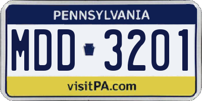 PA license plate MDD3201