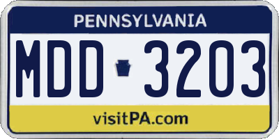 PA license plate MDD3203