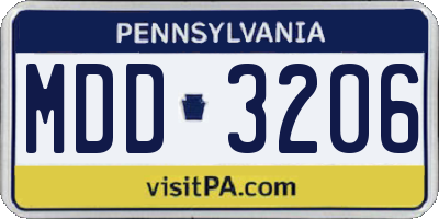 PA license plate MDD3206