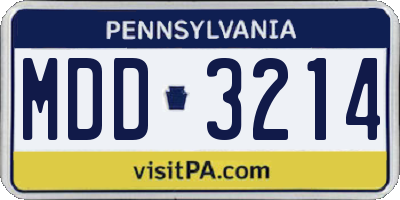 PA license plate MDD3214