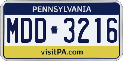 PA license plate MDD3216