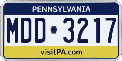 PA license plate MDD3217