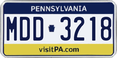 PA license plate MDD3218