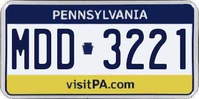 PA license plate MDD3221