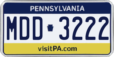 PA license plate MDD3222