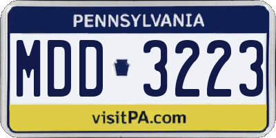 PA license plate MDD3223