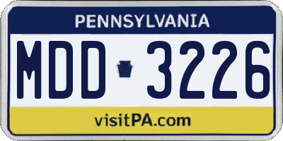 PA license plate MDD3226