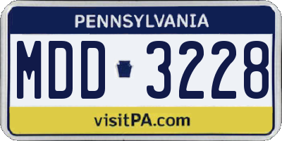 PA license plate MDD3228