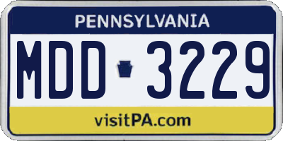PA license plate MDD3229
