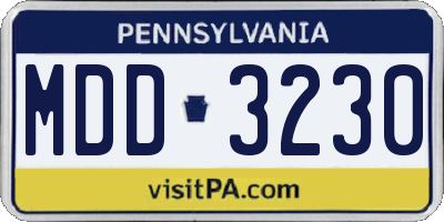 PA license plate MDD3230
