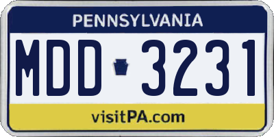 PA license plate MDD3231