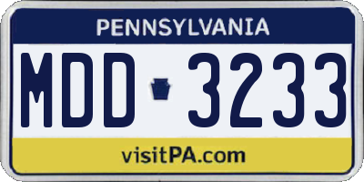 PA license plate MDD3233