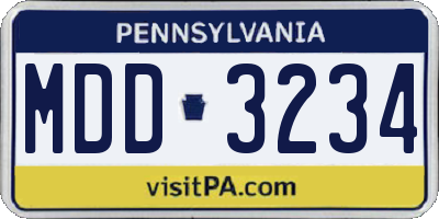 PA license plate MDD3234