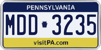 PA license plate MDD3235
