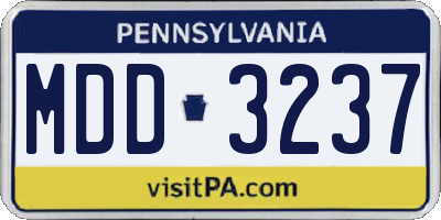 PA license plate MDD3237