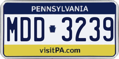 PA license plate MDD3239