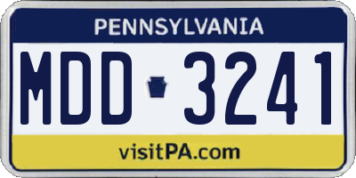 PA license plate MDD3241