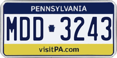 PA license plate MDD3243