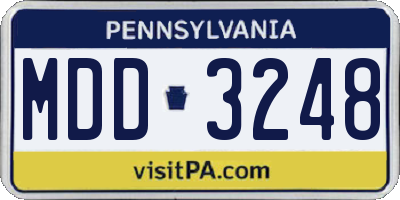 PA license plate MDD3248