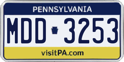 PA license plate MDD3253