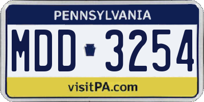 PA license plate MDD3254
