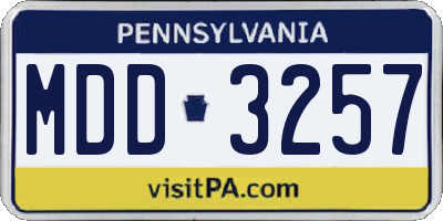 PA license plate MDD3257