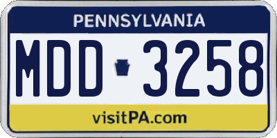 PA license plate MDD3258
