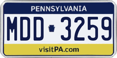 PA license plate MDD3259
