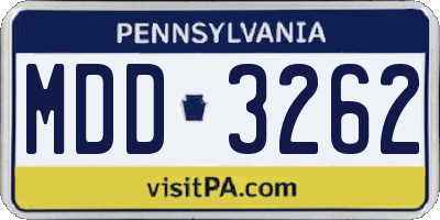 PA license plate MDD3262