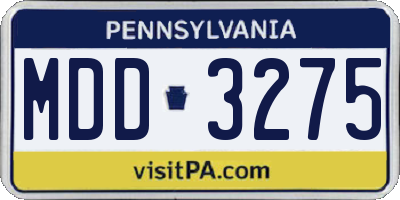 PA license plate MDD3275