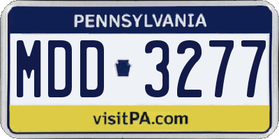PA license plate MDD3277