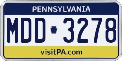 PA license plate MDD3278