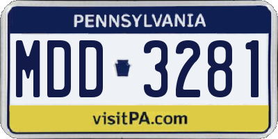 PA license plate MDD3281