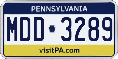 PA license plate MDD3289