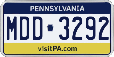 PA license plate MDD3292