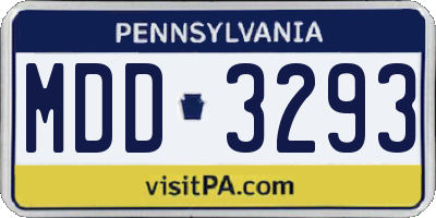 PA license plate MDD3293